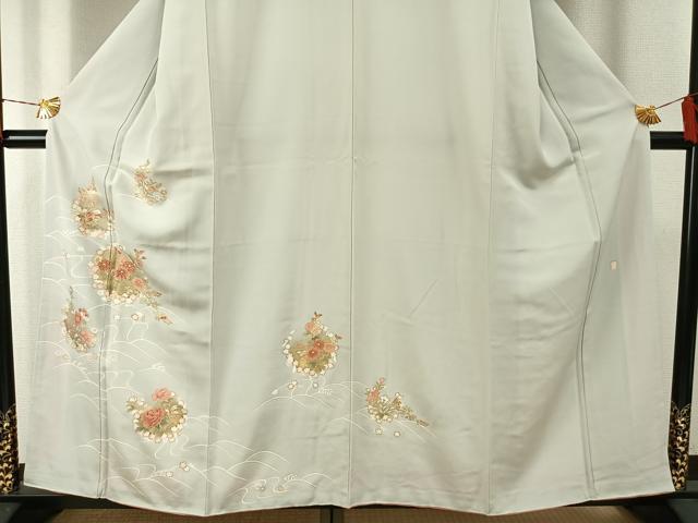 平和屋着物●十日町老舗ブランド　吉澤友禅　吾妻徳穂　訪問着　刺繍　草花文　金彩　正絹　逸品　AABG4405fy