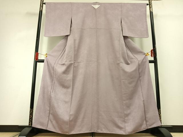 平和屋着物●上質な色無地　霞地紋　鴇鼠色　正絹　逸品　未使用　AABG4409fy