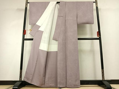 平和屋着物●上質な色無地　霞地紋　鴇鼠色　正絹　逸品　未使用　AABG4409fy