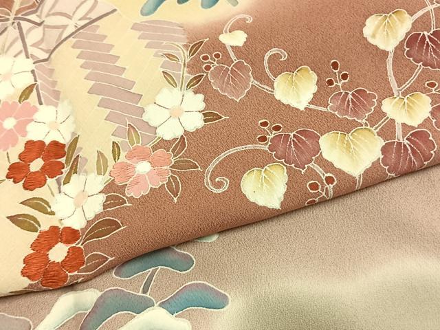 平和屋着物●創業460年・千總　訪問着　刺繍　風景花文　暈し染め　正絹　逸品　AABG4410fy