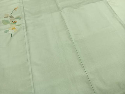 平和屋着物●西陣　宮階織物　宮繍苑　里葉　訪問着　紬地　草花文　正絹　逸品　未使用　AABG4411fy