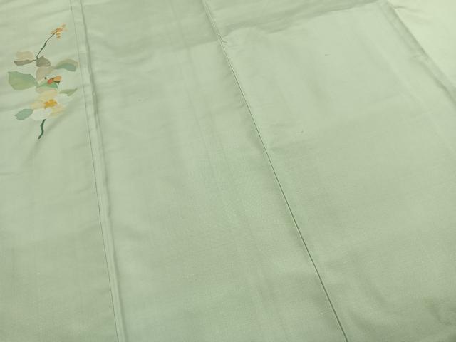 平和屋着物●西陣　宮階織物　宮繍苑　里葉　訪問着　紬地　草花文　正絹　逸品　未使用　AABG4411fy