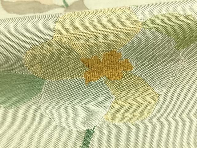 平和屋着物●西陣　宮階織物　宮繍苑　里葉　訪問着　紬地　草花文　正絹　逸品　未使用　AABG4411fy