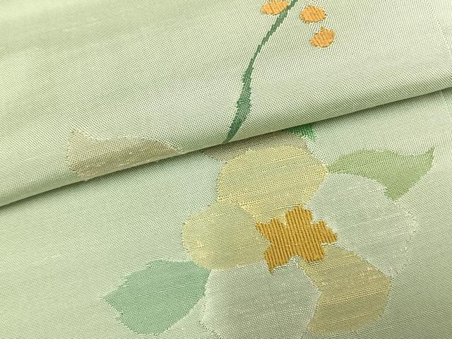 平和屋着物●西陣　宮階織物　宮繍苑　里葉　訪問着　紬地　草花文　正絹　逸品　未使用　AABG4411fy