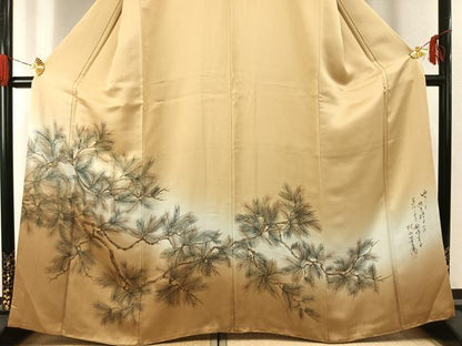 平和屋着物●村山笙嵐　訪問着　手描き　松　暈し染め　金彩　正絹　逸品　AABG4413fy