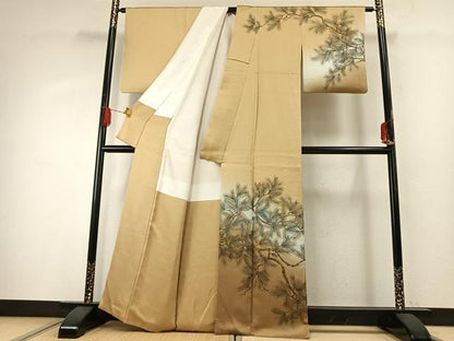 平和屋着物●村山笙嵐　訪問着　手描き　松　暈し染め　金彩　正絹　逸品　AABG4413fy