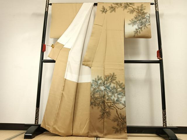 平和屋着物●村山笙嵐　訪問着　手描き　松　暈し染め　金彩　正絹　逸品　AABG4413fy
