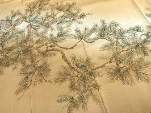 平和屋着物●村山笙嵐　訪問着　手描き　松　暈し染め　金彩　正絹　逸品　AABG4413fy