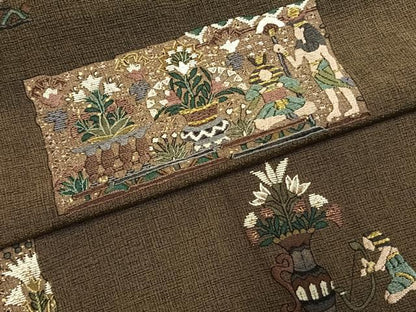 平和屋着物●訪問着　総刺繍　古代壁画文様　暈し染め　金糸　正絹　逸品　AABG4415fy