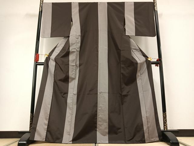 平和屋着物●紬　間道　洗える着物　AABG4421fy