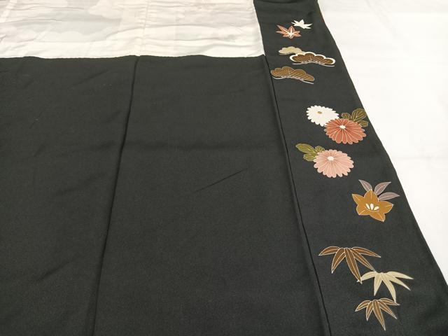 平和屋着物●豪華振袖　駒刺繍　雲取り花文　黒地　金銀彩　正絹　逸品　AABG4422fy