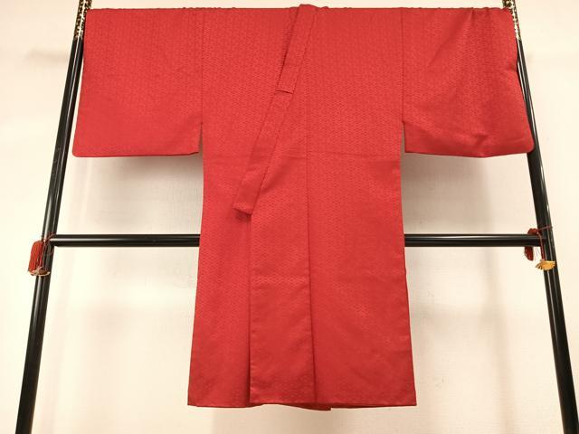 平和屋着物●男性　長襦袢　袷　菱地紋　深緋色　正絹　逸品　AABG4425fy