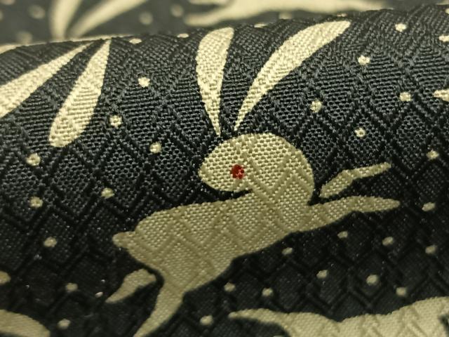 平和屋着物●上質な小紋　兎　黒地　正絹　逸品　AABG4426fy