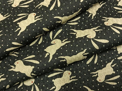 平和屋着物●上質な小紋　兎　黒地　正絹　逸品　AABG4426fy