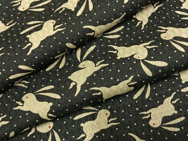 平和屋着物●上質な小紋　兎　黒地　正絹　逸品　AABG4426fy