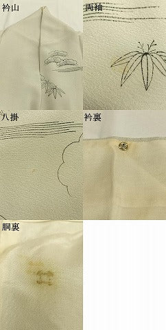 平和屋着物○訪問着 作家物 刺繍 松竹梅 正絹 逸品 AABG4433fy