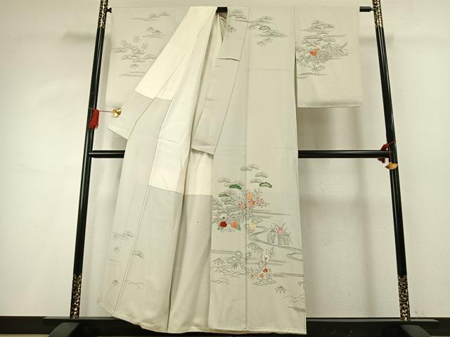平和屋着物●訪問着　作家物　刺繍　松竹梅　正絹　逸品　AABG4433fy 平和屋着物○訪問着 作家物 刺繍 松竹梅 正絹 逸品 AABG4433fy