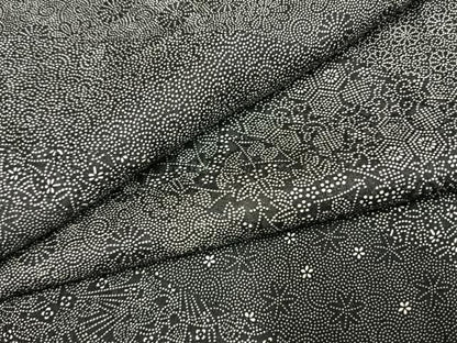 平和屋着物●江戸小紋　斜縞花唐草文　黒地　正絹　逸品　AABG4436fy