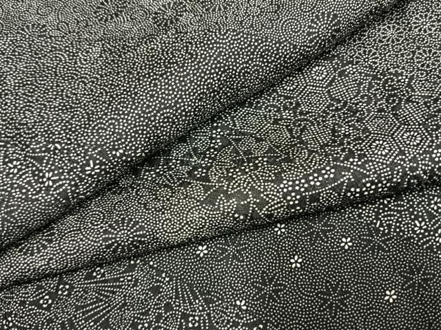 平和屋着物●江戸小紋　斜縞花唐草文　黒地　正絹　逸品　AABG4436fy
