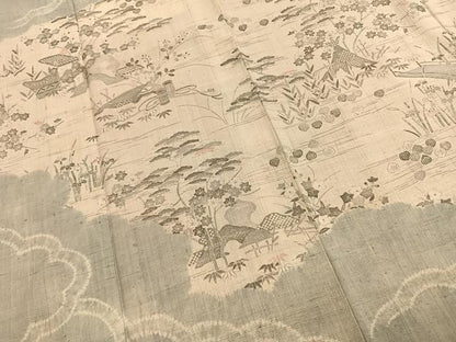 平和屋着物●染織の名門　しょうざん  生紬　訪問着　風景文　正絹　逸品　AABG4438fy