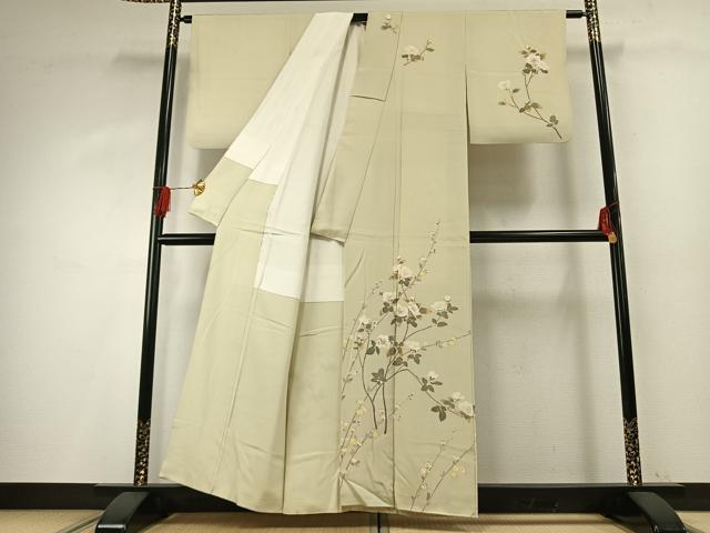 平和屋着物●訪問着　友禅　作家物　枝花文　正絹　逸品　AABG4440fy