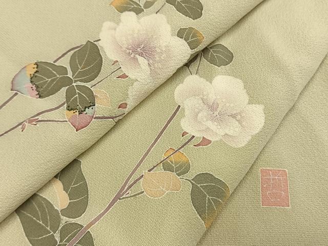 平和屋着物●訪問着　友禅　作家物　枝花文　正絹　逸品　AABG4440fy
