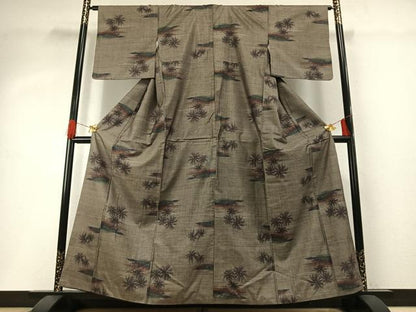 平和屋着物●本場大島紬　カタス9マルキ　樹林文　正絹　逸品　AABG4444fy