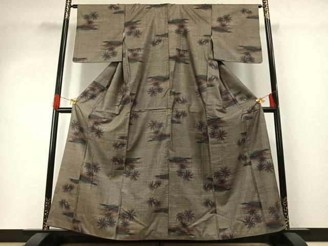 平和屋着物●本場大島紬　カタス9マルキ　樹林文　正絹　逸品　AABG4444fy