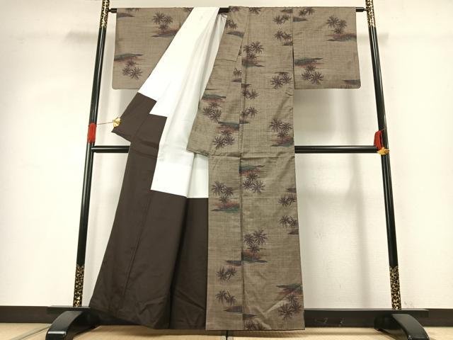 平和屋着物●本場大島紬　カタス9マルキ　樹林文　正絹　逸品　AABG4444fy