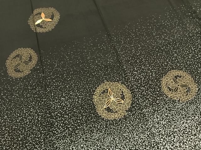 平和屋着物○訪問着 駒刺繍 吉祥文様 黒地 金彩 正絹 逸品 AABG4445fy