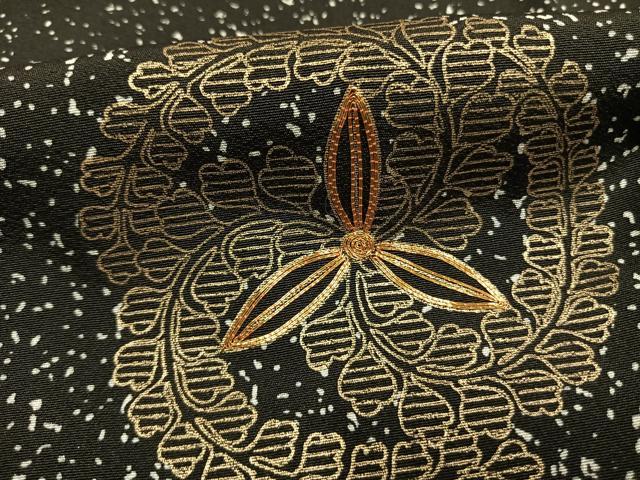 平和屋着物●訪問着　駒刺繍　吉祥文様　黒地　金彩　正絹　逸品　AABG4445fy 平和屋着物○訪問着 駒刺繍 吉祥文様 黒地 金彩 正絹 逸品 AABG4445fy