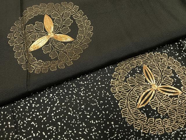 平和屋着物●訪問着　駒刺繍　吉祥文様　黒地　金彩　正絹　逸品　AABG4445fy