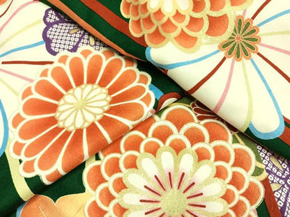平和屋着物●小振袖　二尺袖　舞花文　金彩　洗える着物　AABG4446fy