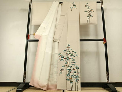 平和屋着物●訪問着　友禅　作家物　枝松文　正絹　逸品　AABG4449fy