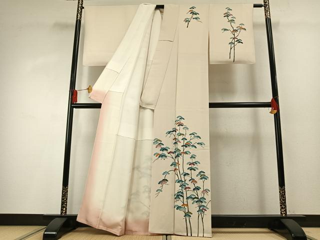 平和屋着物●訪問着　友禅　作家物　枝松文　正絹　逸品　AABG4449fy