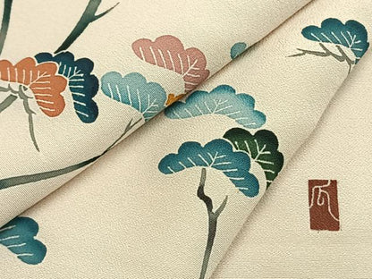 平和屋着物●訪問着　友禅　作家物　枝松文　正絹　逸品　AABG4449fy