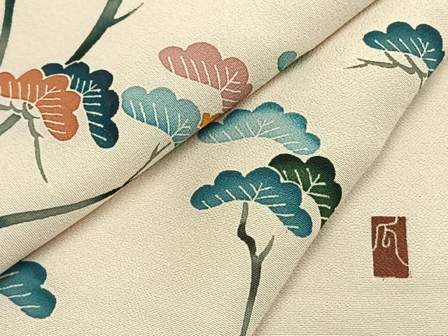 平和屋着物●訪問着　友禅　作家物　枝松文　正絹　逸品　AABG4449fy