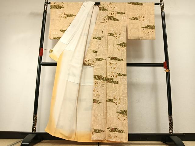 平和屋着物●上質な小紋　幾何学文様　金彩　正絹　逸品　AABG4450fy