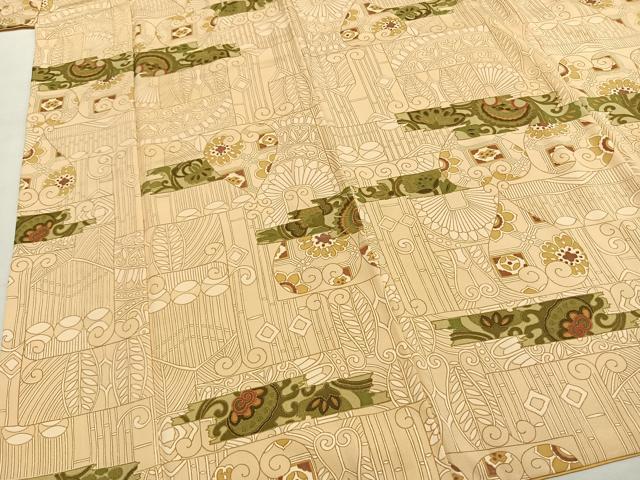 平和屋着物●上質な小紋　幾何学文様　金彩　正絹　逸品　AABG4450fy