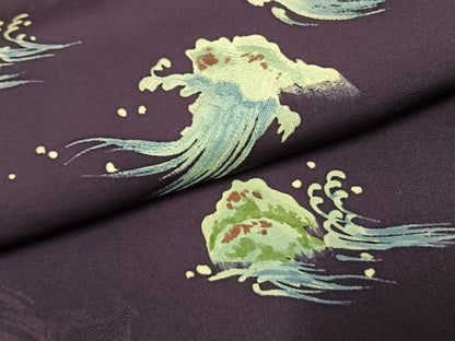 平和屋着物●訪問着　手描き　立波文　正絹　逸品　AABG4451fy