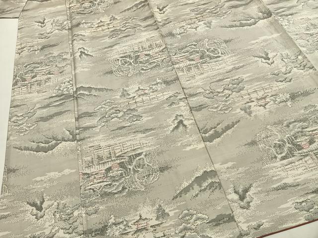 平和屋着物●本場大島紬　白大島　風景文　正絹　逸品　AABG4453fy