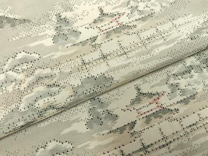 平和屋着物●本場大島紬　白大島　風景文　正絹　逸品　AABG4453fy