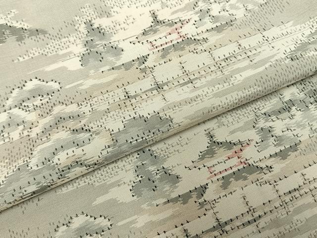 平和屋着物●本場大島紬　白大島　風景文　正絹　逸品　AABG4453fy