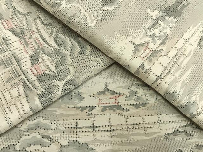 平和屋着物●本場大島紬　白大島　風景文　正絹　逸品　AABG4453fy