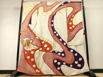 平和屋着物●豪華振袖　駒刺繍　絞り　鴛鴦　流水文　金糸　金彩　正絹　逸品　AABG4454fy