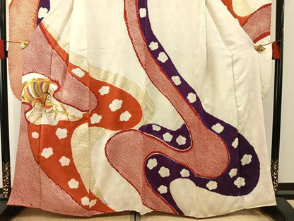 平和屋着物●豪華振袖　駒刺繍　絞り　鴛鴦　流水文　金糸　金彩　正絹　逸品　AABG4454fy