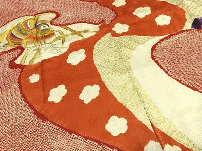 平和屋着物●豪華振袖　駒刺繍　絞り　鴛鴦　流水文　金糸　金彩　正絹　逸品　AABG4454fy
