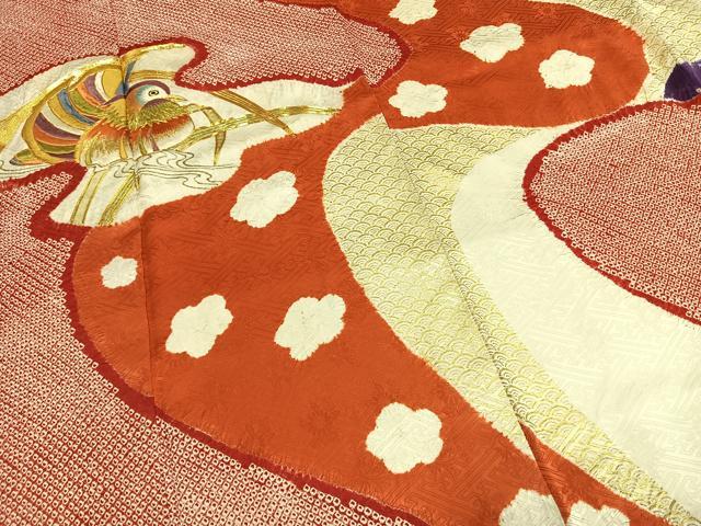 平和屋着物●豪華振袖　駒刺繍　絞り　鴛鴦　流水文　金糸　金彩　正絹　逸品　AABG4454fy