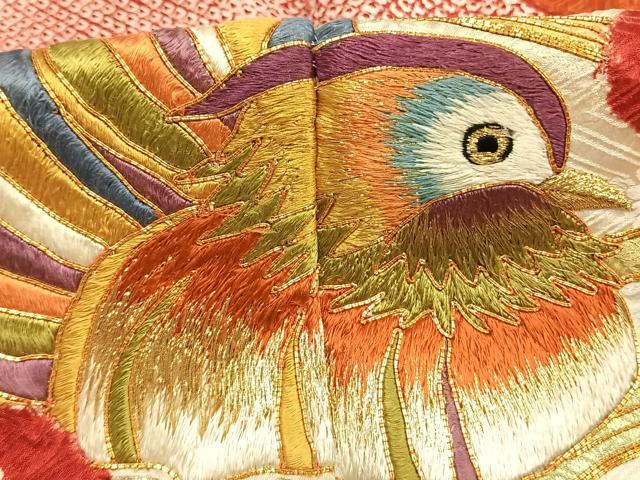 平和屋着物●豪華振袖　駒刺繍　絞り　鴛鴦　流水文　金糸　金彩　正絹　逸品　AABG4454fy