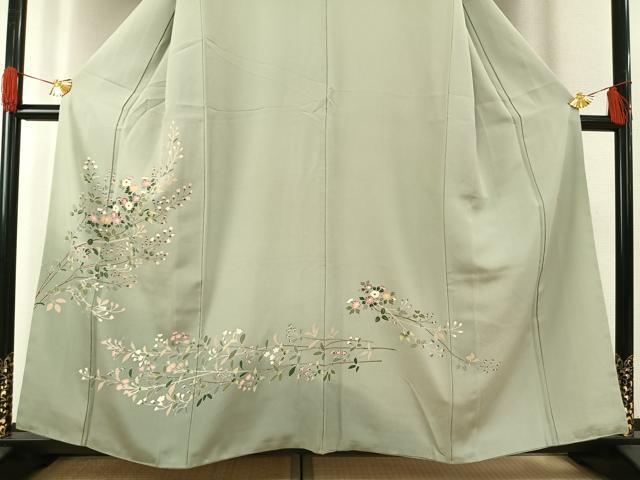 平和屋着物●訪問着　友禅　作家物　枝花文　正絹　逸品　AABG4456fy